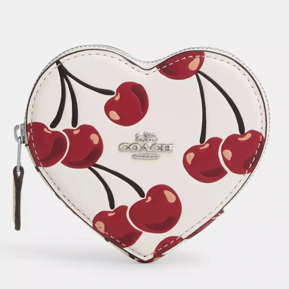 Coach Heart Coin Case With Cherry Print nwt in packaging - Picture 1 of 5